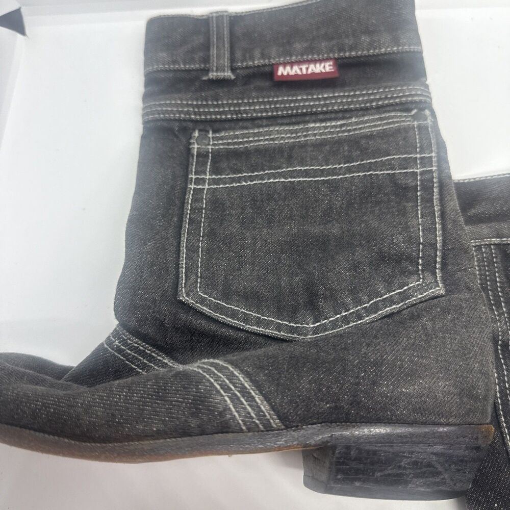 Vintage Matake Black Denim Boots Size 5.5 - Picture 2 of 7